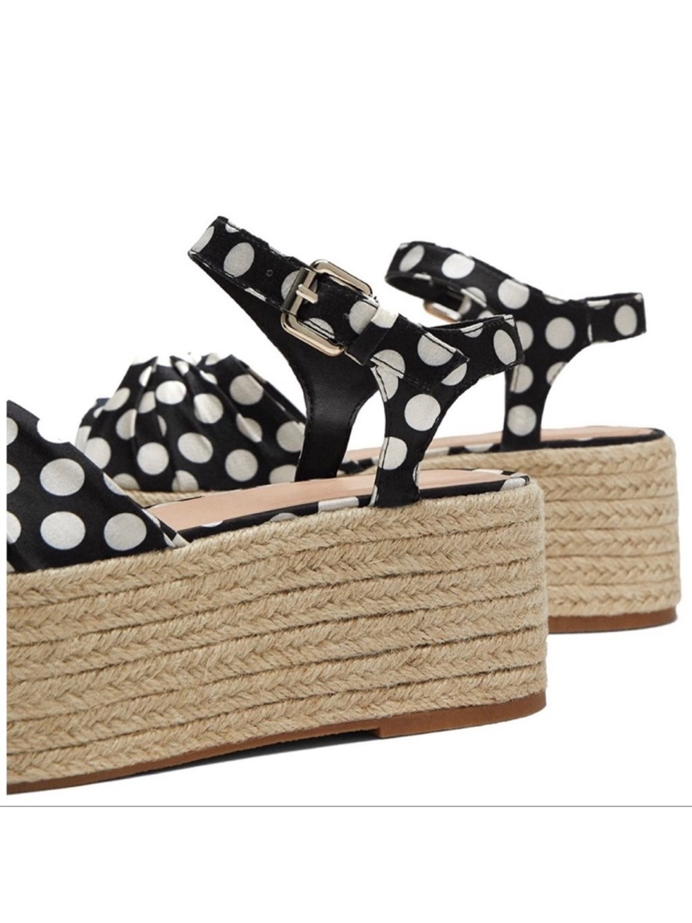 Zara Black Polka Dot Platform Espadrille Sandals - Picture 8 of 9